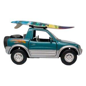 Kinsmart Toyota Rav4 Cabriolet Diecast Model Car Turquoise Surfboard Scale 1:32